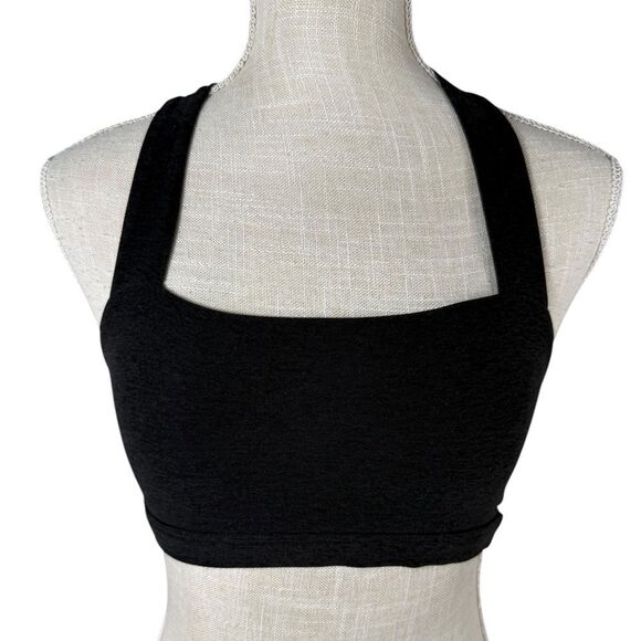 Beyond Yoga Black Space Dye Square Neck Crossback Yoga Sports Bra - Picture 2 of 8